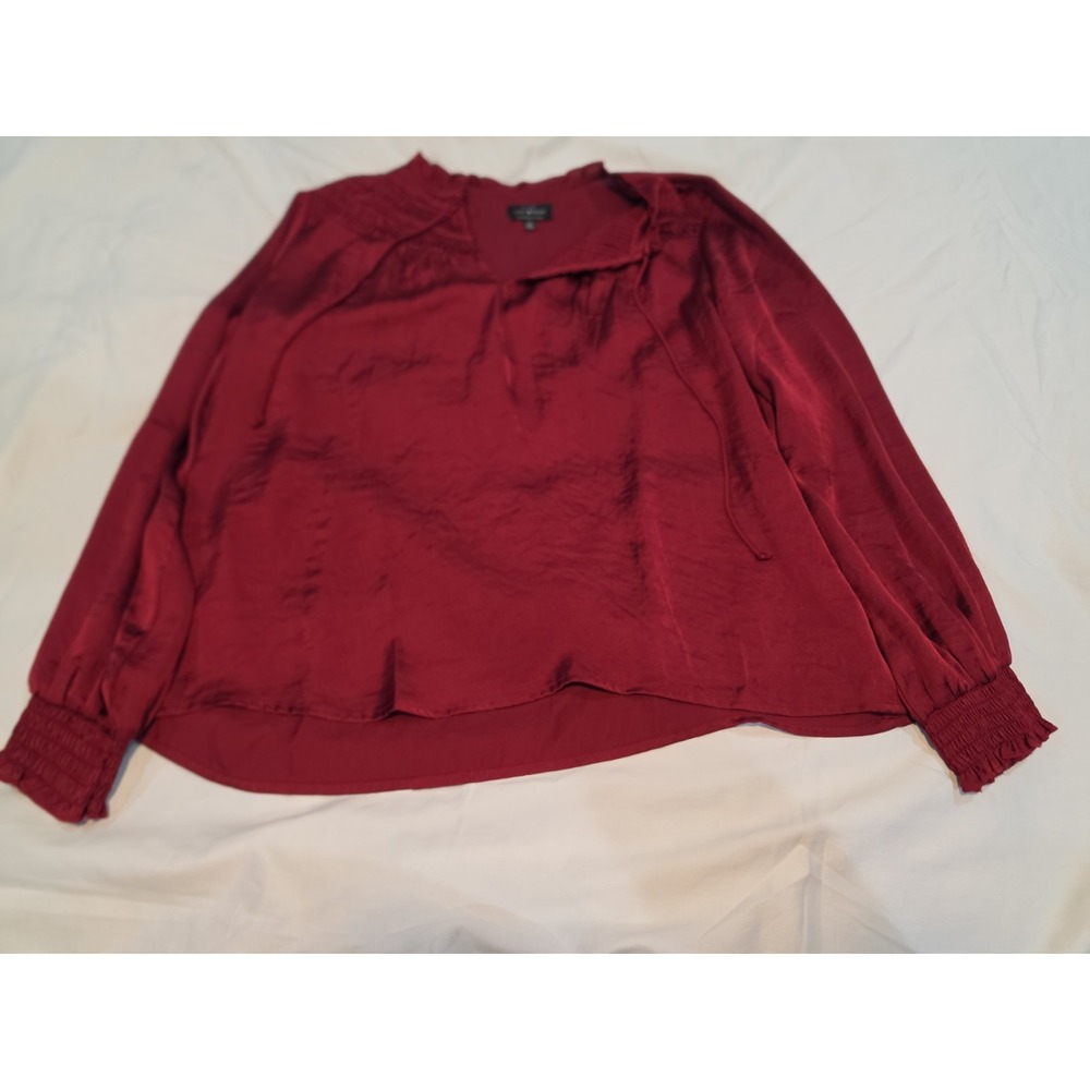 Women's Lucky Brand Long Sleeve Shirt Size Small Maroon Shiny